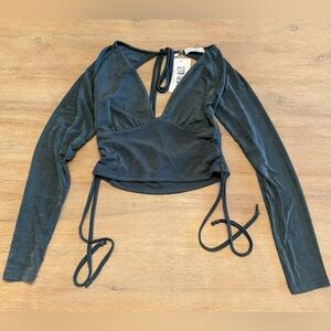 12th Tribe Charcoal Wrap Top